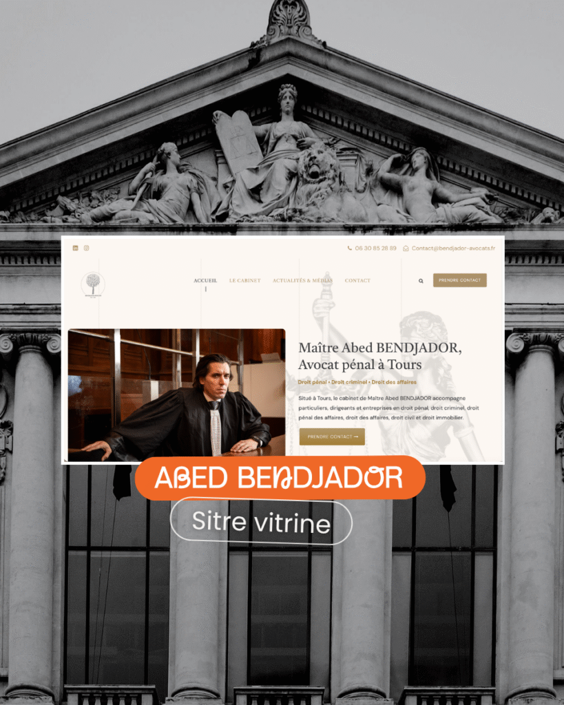 Capture d'écran du site vitrine de Maître Abed Benjador, avocat pénaliste à Tours, création par Aptitude Pro.