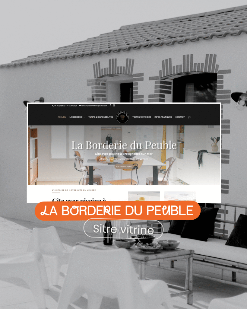 Capture d'écran du site vitrine La Borderie du Peuple, hébergement rustique en pierre, réalisé par Aptitude Pro.